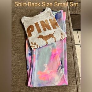 Gray and Multicolor PINK Shirt and Leggings Set